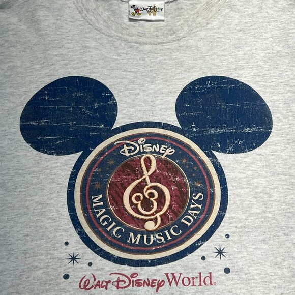 Vintage Walt Disney World Shirt Size L Disney Magic Music Days Gray Short Sleeve - Picture 2 of 3